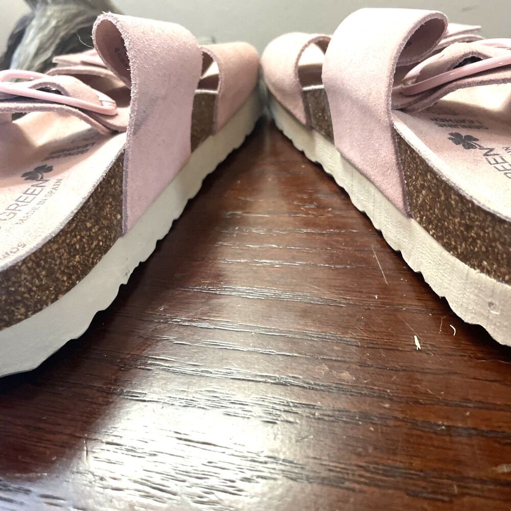 Bio Green Women’s Sz 9 EU 40 Pink Suede Double Buckle Strap Memory Foam Sandals - Picture 6 of 8
